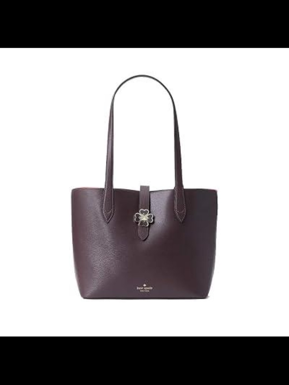 Kate Spade Kaci Medium Clover Tote Brown Chocolate Cherry Red Interior